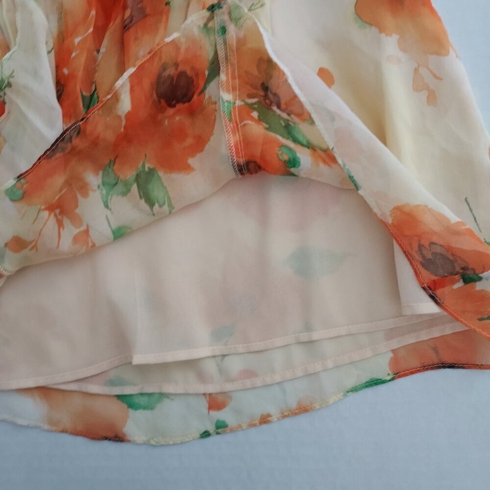 Sundance Sylvan Silk V-Neck Floral Print Balloon Sleeve Top Size PM - Picture 7 of 11